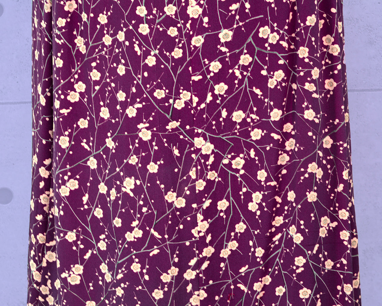 ワンピース 梅模様 ちりめん小紋 総柄 フレア ドレープ