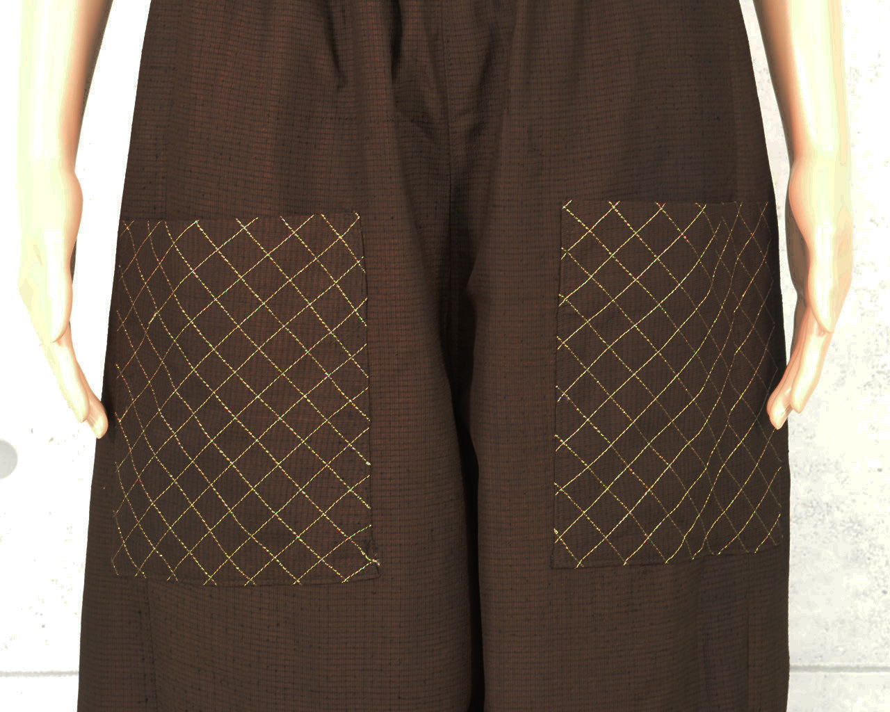 着物リメイク パンツ(ワイド)大島紬(男物) ポリエステル生地:裏地に使用