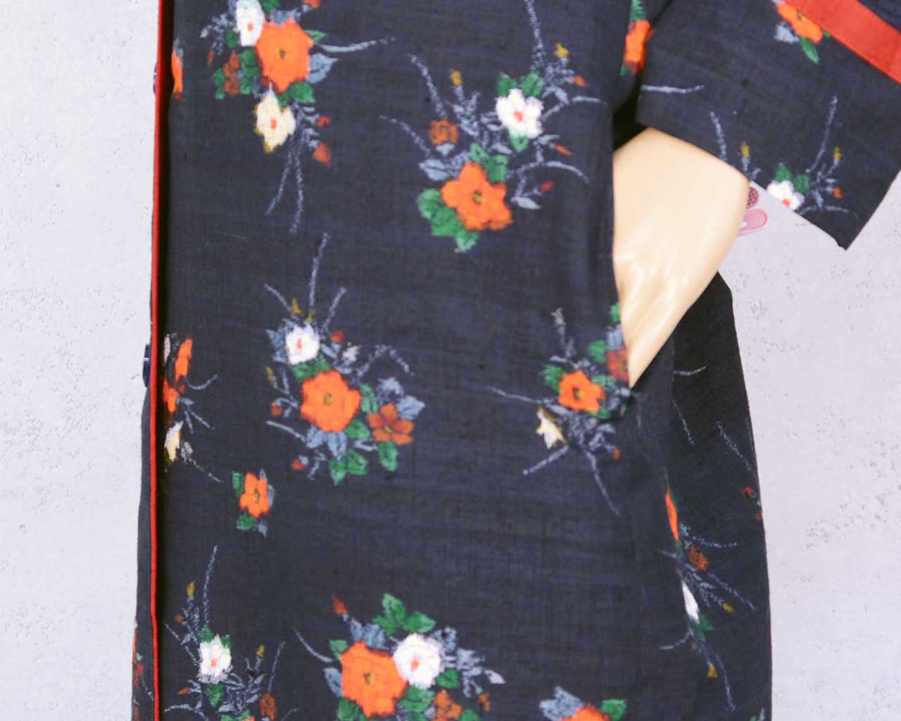 Oshima Tsumugi Coat with Flower Pattern