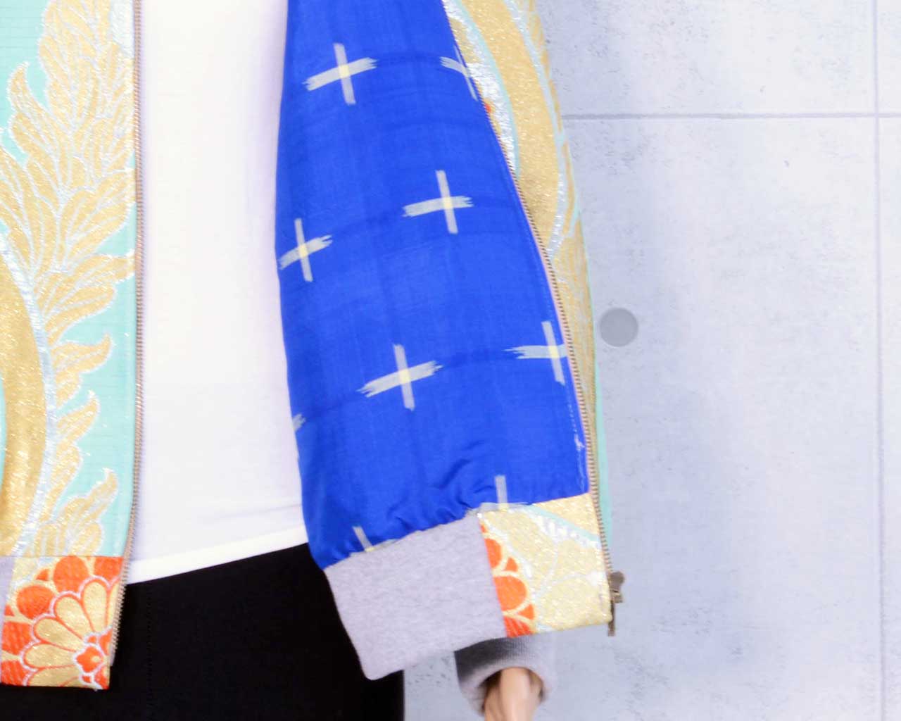 Kimono remake blouson with a "ro" round belt