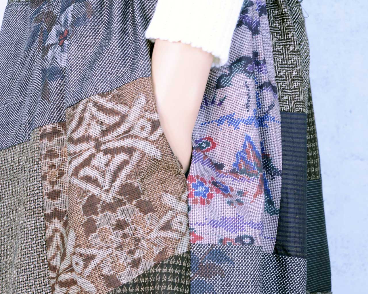 Oshima silk patchwork pants
