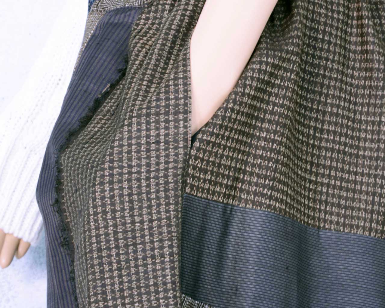 Patchwork pants of several kinds of pongee