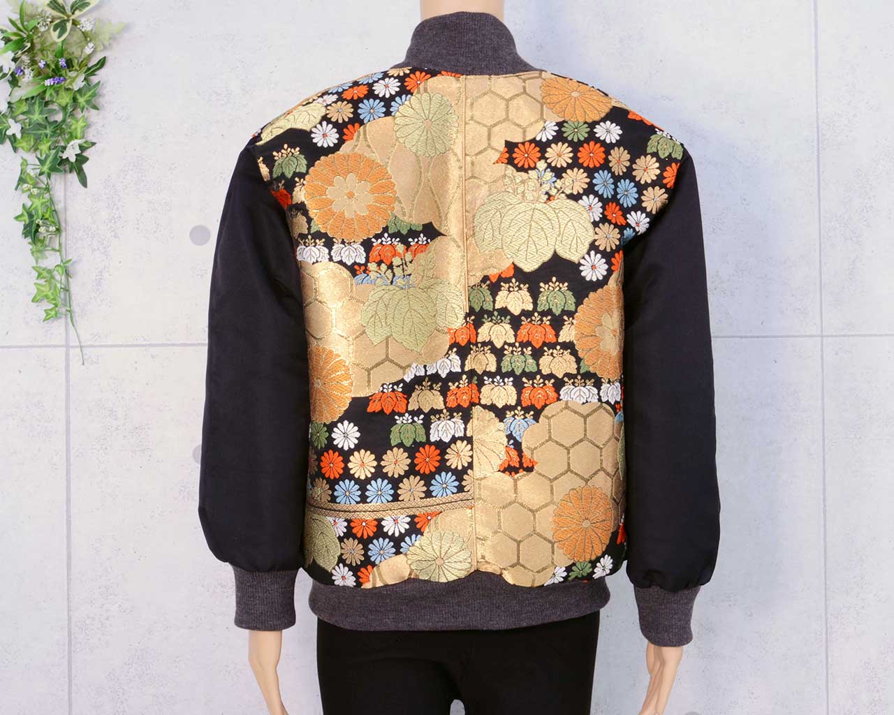 Gorgeous kimono remake blouson with tortoise shell pattern