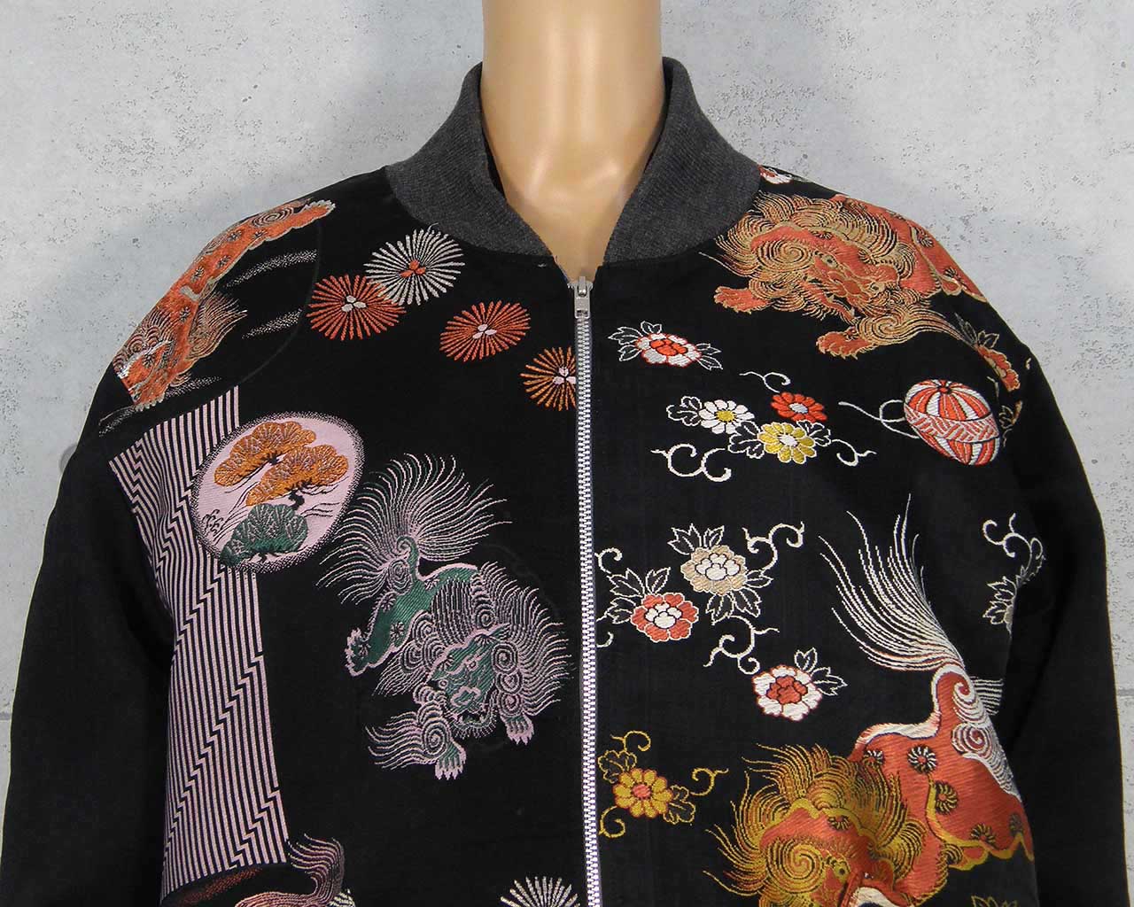 Kimono Remake Blouson with Karajishi Pattern