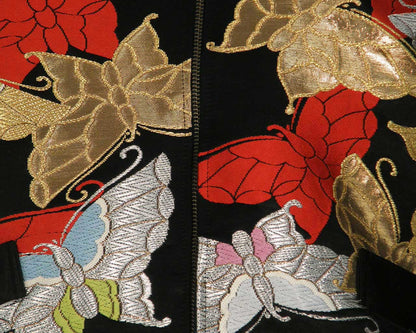 Kimono Remake Blouson with Butterfly Pattern Habutae
