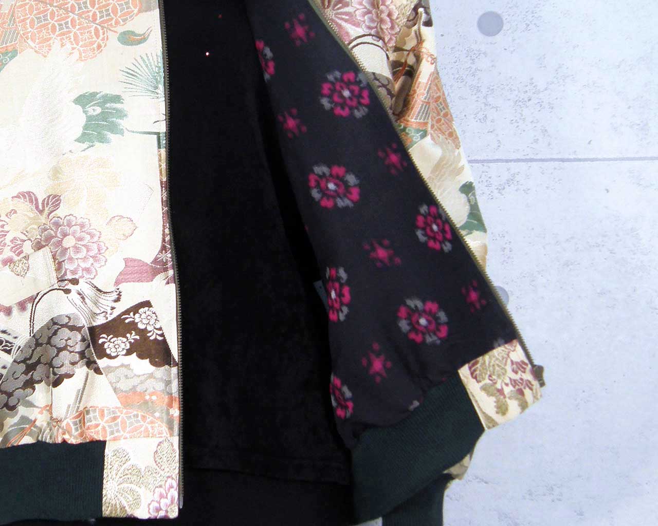 Kimono remake blouson in Japanese painting style