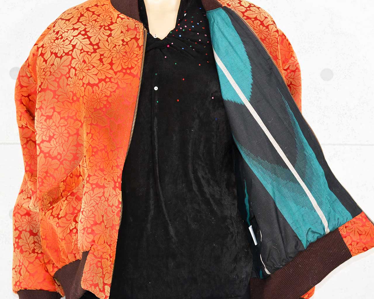 Remake jacket of velvet woven fabric
