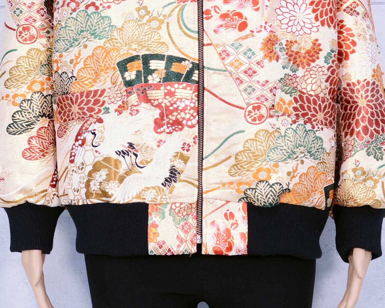 Kimono remake blouson for good luck