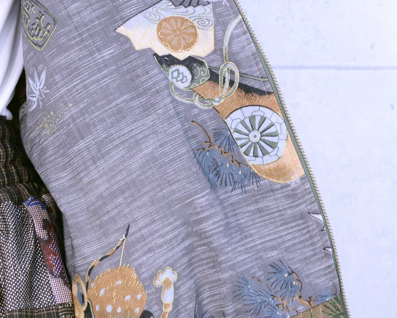 Kimono remake vintage blouson for good luck
