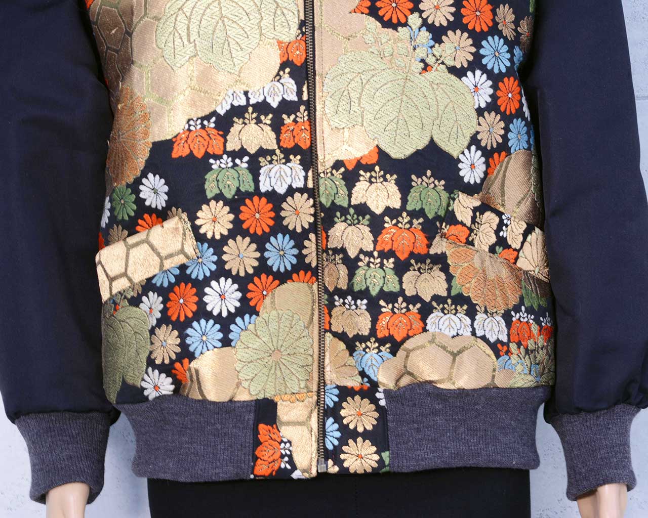 Gorgeous kimono remake blouson with tortoise shell pattern