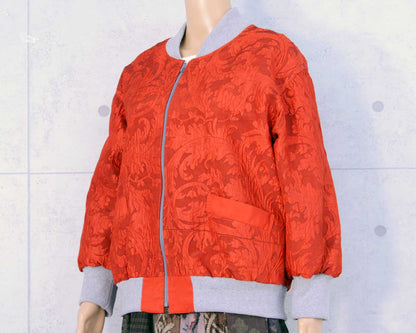 Bright red kimono remake blouson