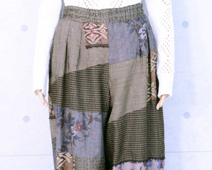 Oshima silk patchwork pants