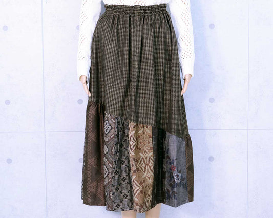 Mud Oshima Tsumugi Kimono Remake Skirt